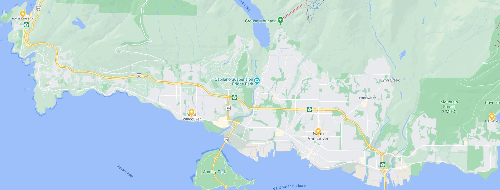 google map of service locations